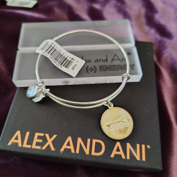 NEW Alex & Ani Skeleton Key Bangle  SILVER 792 - Picture 1 of 3